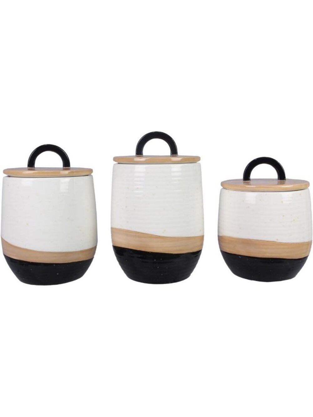 Rustic Farmhouse Canister Set - 3-Piece Decorative Kitchen Storage Jars for
